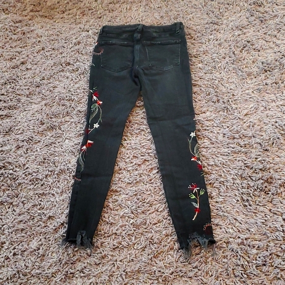 Zara black flower embellished ankle jeans - Picture 3 of 11